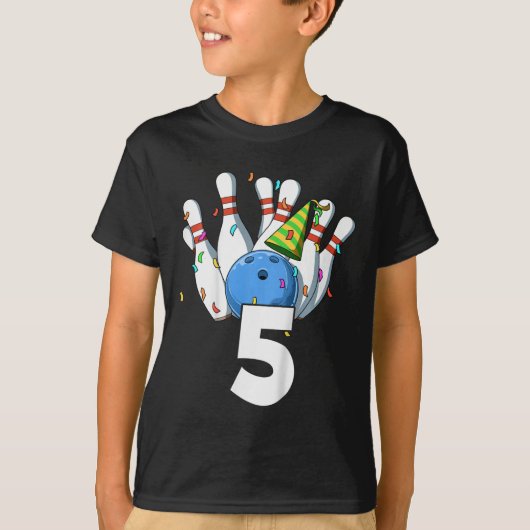 キッズボーリング誕生日5ボーリングテーマ5誕生日 Tシャツ (正面)