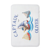 キッズボ航海のートキャプテンパーソナライズされた バスマット (正面縦)