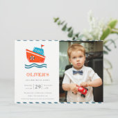 キッズボ航海のートフォトエイジ誕生日招待状 サンキューカード (スタンド正面)