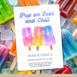 キッズポスカラフルシクル夏の3回目の誕生日 招待状