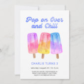 キッズポスカラフルシクル夏の3回目の誕生日 招待状 (正面)