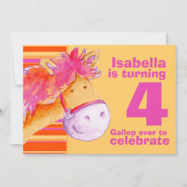 キッズポニートレッキング4歳の誕生日招待状 招待状