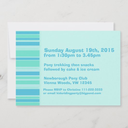 キッズポニートレッキング8バースデーアクア誕生日招待状 招待状 (裏面)