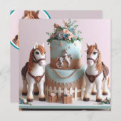 キッズポニー飾お誕生日ケーキ 招待状 (正面/裏面)