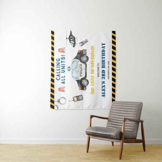 キッズポリス誕生日パーティー歓迎タペストリー タペストリー (インサイチュ)