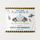 キッズポリス誕生日パーティー歓迎タペストリー タペストリー (正面(横))