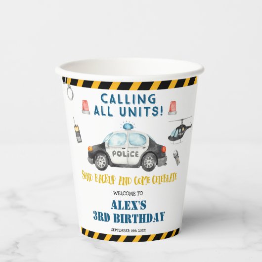 キッズポリス誕生日パーティー 紙コップ (正面)