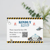 キッズポリス誕生日パーティーQR RSVPカード サンキューカード (スタンド正面)