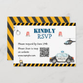 キッズポリス誕生日パーティーQR RSVPカード サンキューカード (正面/裏面)