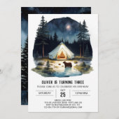 キッズマウン素朴トキャンプアウト誕生日招待状 招待状 (正面/裏面)