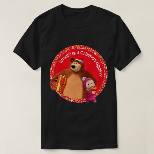 キッズマシャとクマのメリークリスマス Tシャツ (デザイン正面)