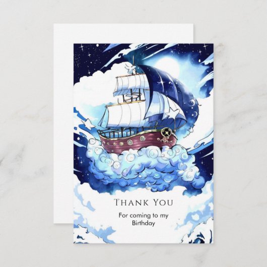キッズマジカルシーパイレーツ誕生日 サンキューカード (正面/裏面)