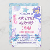 キッズマジカルマーメイドバースデーパーティー 招待状 (正面/裏面)