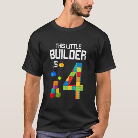 キッズマスタービルダー4thバースデーボーイ4歳Bu Tシャツ (正面)