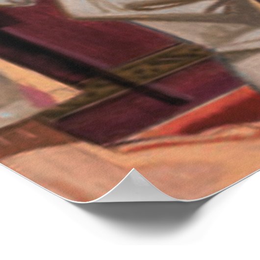 キッズママサンタクロースキスをするヴィンテージを参照 ポスター (角)