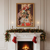 キッズママサンタクロースキスをするヴィンテージを参照 ポスター