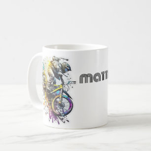 キッズマンガのバイクBMX。エクストリーム・アドベンチャー・ボーイ・ライダー コーヒーマグカップ
