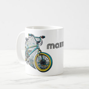 キッズマンガのバイクBMX。レーシングアドベンチャーボーイ コーヒーマグカップ