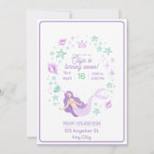 キッズマーメイド誕生日スプラッシュ 招待状 (正面)