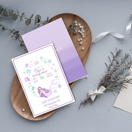 キッズマーメイド誕生日スプラッシュ 招待状