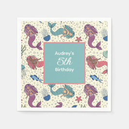 キッズマーメイド誕生日 スタンダードカクテルナプキン