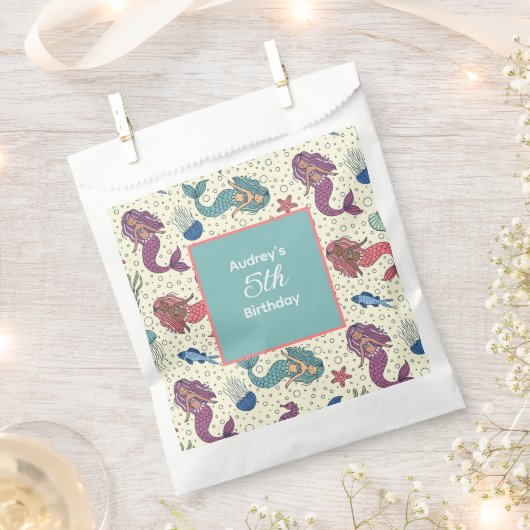 キッズマーメイド誕生日 フェイバーバッグ (クリップ留めされた状態)