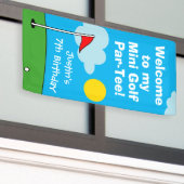 キッズミニゴルフパットパットバースデーパーティーへようこそ 横断幕 (ビルの外側)