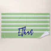 キッズミニマモダンリストグリーンとネイビーブルーボーイズ ビーチタオル (正面)