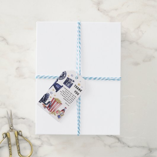 キッズムービーナイト誕生日パーティーありがとう ギフトタグ (より糸付き)