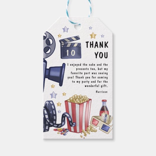 キッズムービーナイト誕生日パーティーありがとう ギフトタグ (正面)