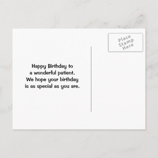 キッズメディカルデンタル患者の誕生日の挨拶 インビテーションポストカード (裏面)