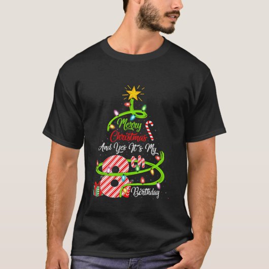 キッズメリークリスマスとYes私の8誕生日 Tシャツ (正面)