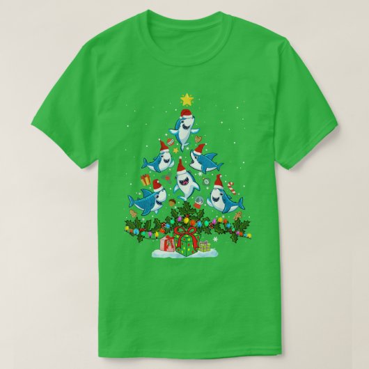 キッズメンズウィメンズサンタクロース乗馬シャーククリスマ Tシャツ (デザイン正面)