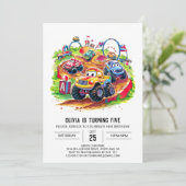 キッズモカラフルンスタートラック誕生日 招待状 (スタンド正面)