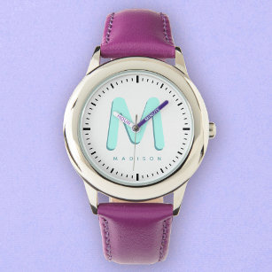 キッズモダンかわいいおもしろい名前をカスタムする3Dモノグラム 腕時計