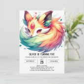 キッズモダンキツネ誕生日 招待状 (スタンド正面)