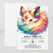 キッズモダンキツネ誕生日 招待状 (正面/裏面)