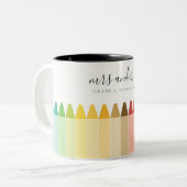 キッズモダン先生カラフルレインボークレヨンカラー ツートーンマグカップ (正面左)