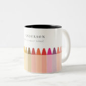 キッズモダン先生カラフルレインボークレヨンカラー ツートーンマグカップ (正面右)