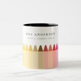 キッズモダン先生カラフルレインボークレヨンカラー ツートーンマグカップ
