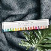 キッズモダン先生カラフルレインボークレヨンカラー デスクネームプレート