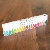 キッズモダン先生カラフルレインボークレヨンカラー デスクネームプレート (側面)