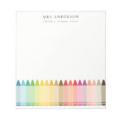 キッズモダン先生カラフルレインボークレヨンカラー ノートパッド (正面)