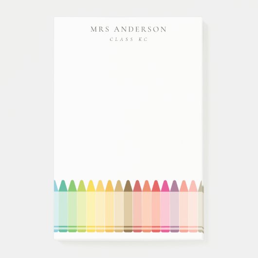 キッズモダン先生カラフルレインボークレヨンカラー ポストイット (正面)