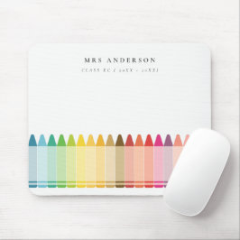 キッズモダン先生カラフルレインボークレヨンカラー マウスパッド