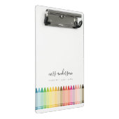 キッズモダン先生カラフルレインボークレヨンカラー ミニクリップボード (アングル)