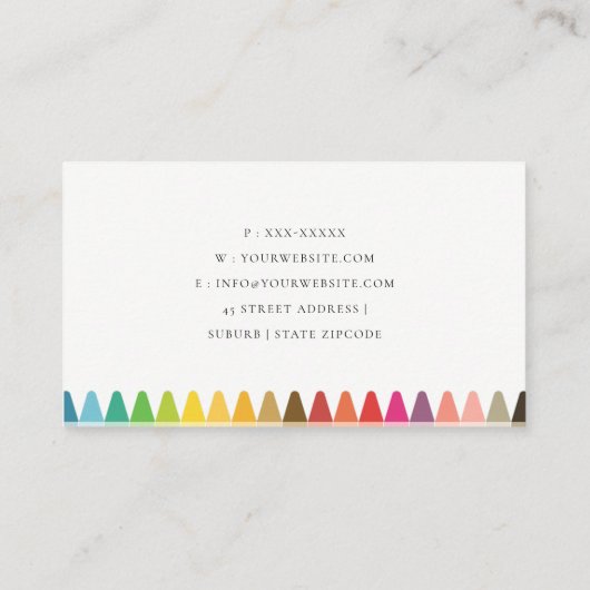 キッズモダン先生カラフルレインボークレヨンカラー 名刺 (裏面)