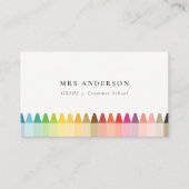 キッズモダン先生カラフルレインボークレヨンカラー 名刺 (正面)