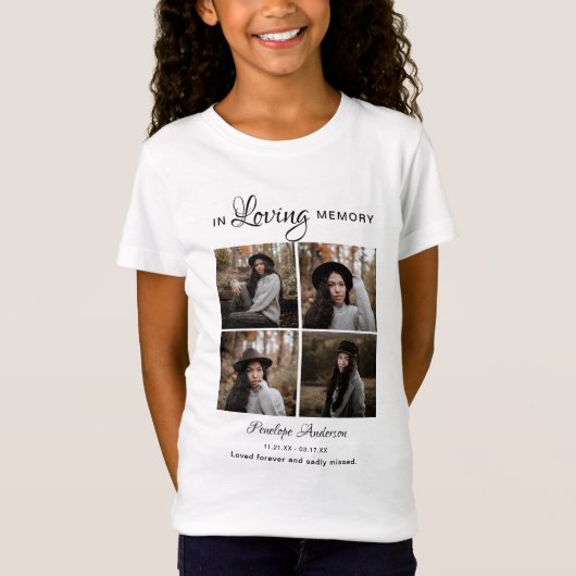 キッズモダン4フォトコラージュ葬儀Tシャツ Tシャツ (正面)