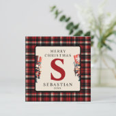 キッズモノグラムクリスマスくるみクラッカーフォトクリスマス シーズンカード (スタンド正面)